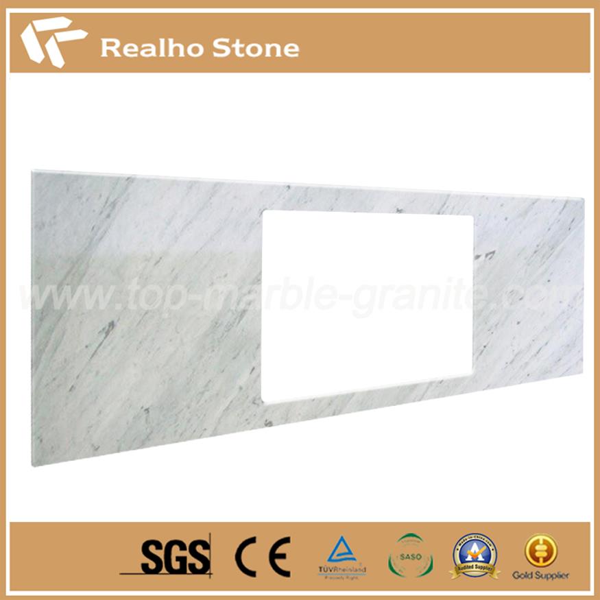 Carrara alb Bucătărie Countertop cu chiuveta cut.jpg Carrara White Kitchen Countertop with sink cut.jpg