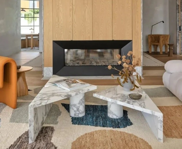 Calacatta white marble side table Calacatta white marble side table
